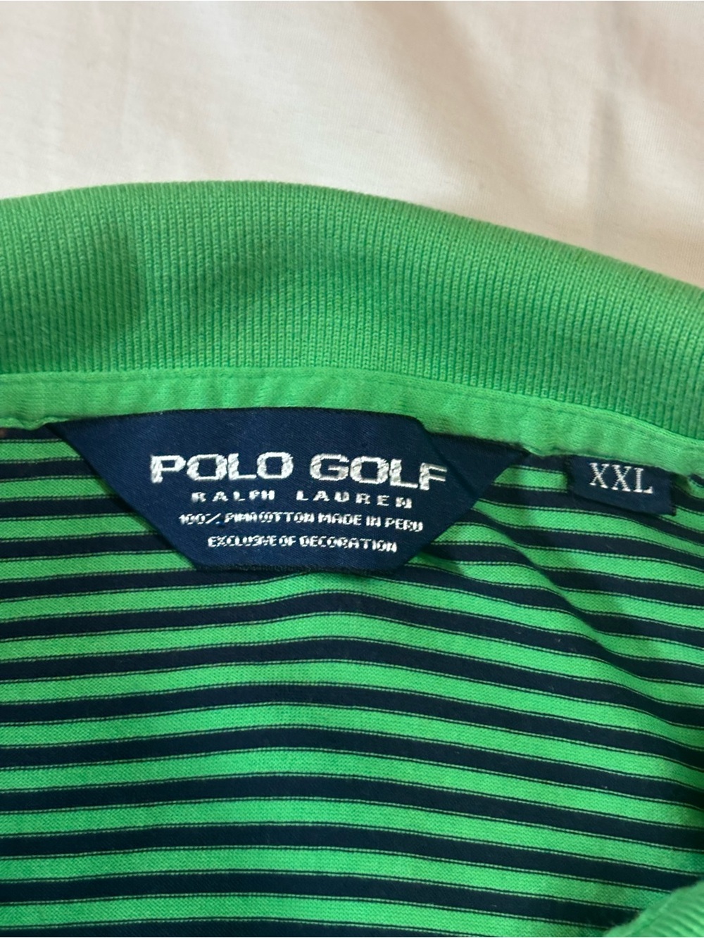 Polo Golf Ralph Lauren Men's XXL Green Navy Striped Polo Shirt Golf Preppy - Picture 3 of 15